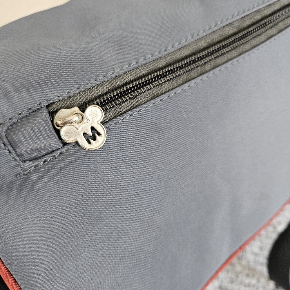 DISNEY Mickey Mouse Diaper Bag with Changing Mat, Adjustable Strap, Gray/Red - Picture 2 of 10